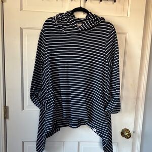 The Black Dog Blue and White Asymmetrical Hoodie